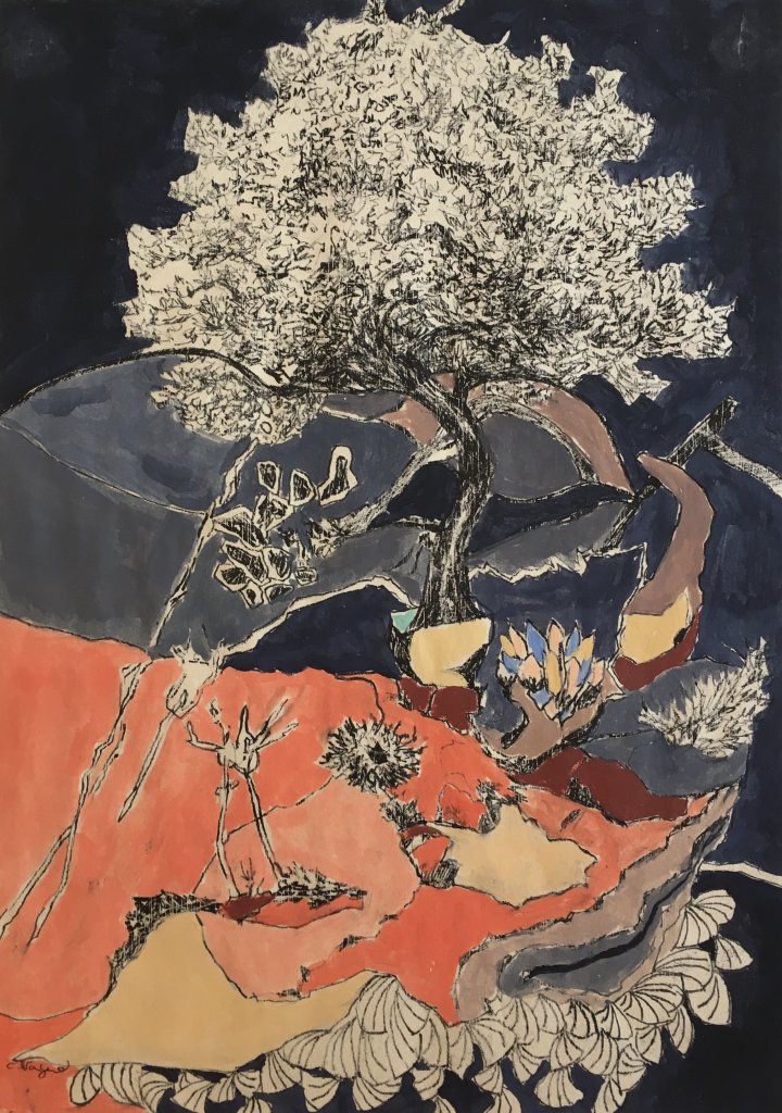 Sans titre 2025, Monotype sur papier et huile, 21/29,7cm, Vendu
